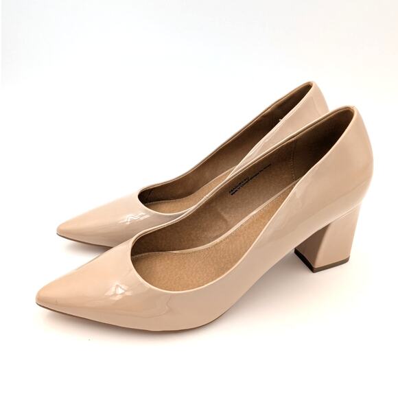 Abound Abadury Block Heel Pointed Toe Pump Women's Beige Size US11M EU42 - Picture 1 of 11